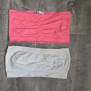 Zenana Outfitters Pink and White Bandeau Bras